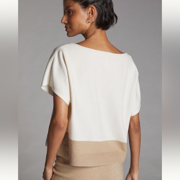 NWOT Anthropologie Daily Practice Super Soft Cream Beige Boxy Sweater Small S - Picture 3 of 8